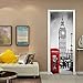 ANHHWW Adesivo Per Porte 3D Londra Big Ben Street Autoadesiva Impermeabile Sticker Porte Interne Decorazione Domestica Murale Pvc Art Decalcomanie Foto Wallpaper Impermeabile