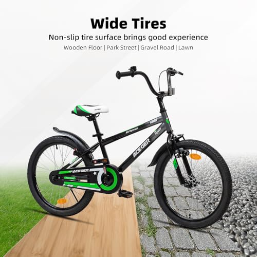 Image of ACEGER Simon Kids Bike for Boys Girls Toddlers, Unisex for Aged 3-13 Years, 12 14 16 18 Inch Children Bicycle with Training Wheels, 20 Inch Bike with Kickstand