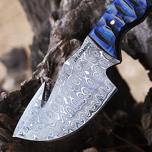 Lh Limassol 8 Inch Fixed Blade Custom Handmade Damascus Steel Gut Hook Knife/Hunting Knife/Skinner Knife/Gut Hook Knife Leather Sheath thumb #2