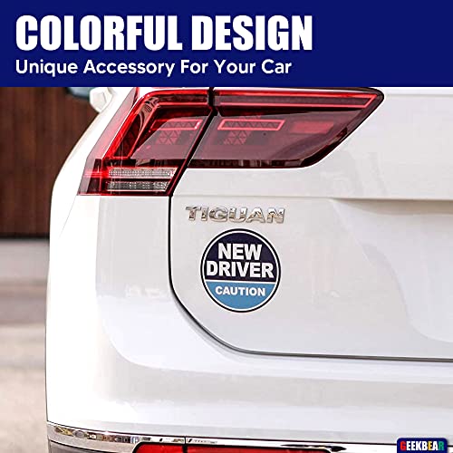 Geekbear New Driver Car Magnet (Navy/Blue, 3 Pack) - Circular Shape, 4.7 In Diameter #TOP2
