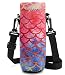 RICHEN Neoprene Water Bottle Carrier Bag with Adjustable Shoulder Strap,Insulated Water Bottle Cover for 750ml/24oz Stainless Steel/Glass/Plastic Bottles (Mermaid Scale,750ML)