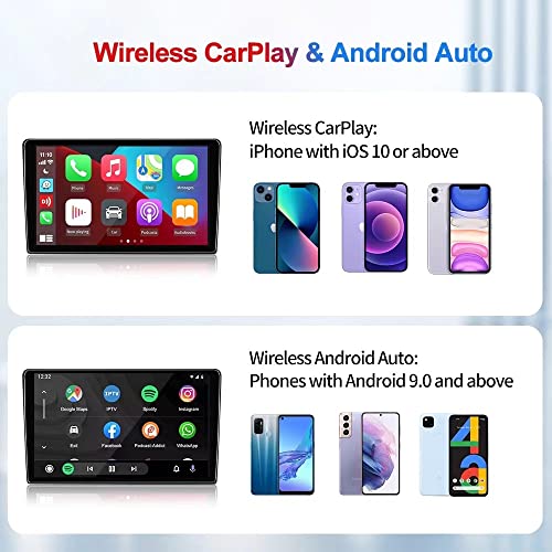 CarlinKit Adaptador de vídeo multimídia CarPlay V3 Ai Box Android automático e sem fio, 4 GB + 64 GB