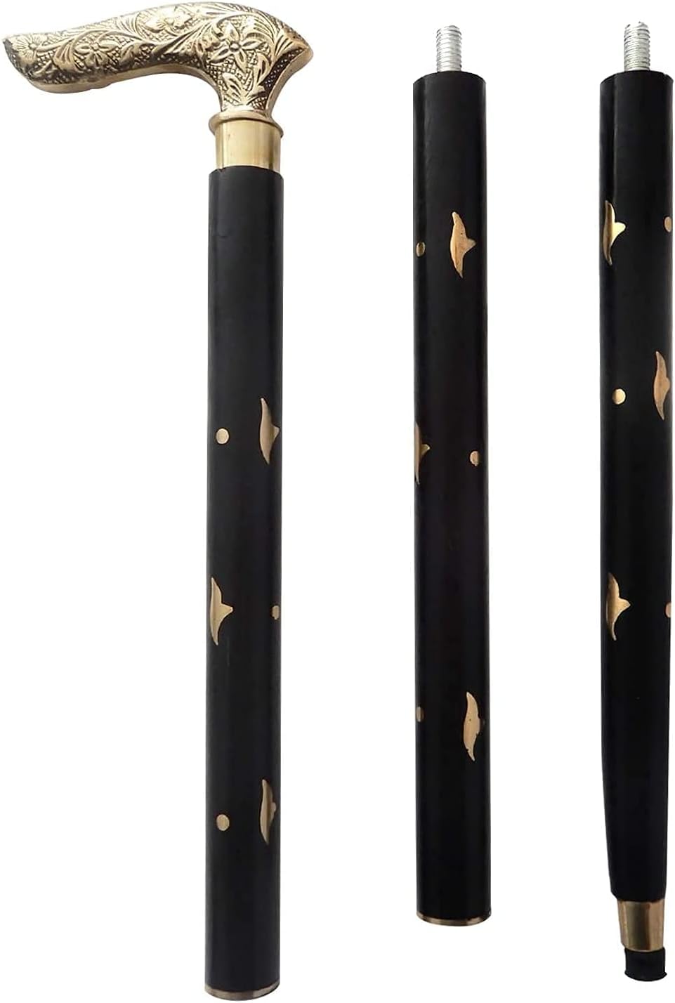 Halloween Walking Cane (37 Inch) Unique Gentleman Decorative Wooden Folding Walking Sticks with Brass Inlay Design Handle for Senior CitizenWalking Sticks and Canes for Men/Women/Seniors : Clothing, Shoes & Jewelry