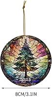 Vista 4 de Adornos de Navidad 2025, estilo vitral, regalos redondos y divertidos de decoración acrílica (árbol de Navidad)