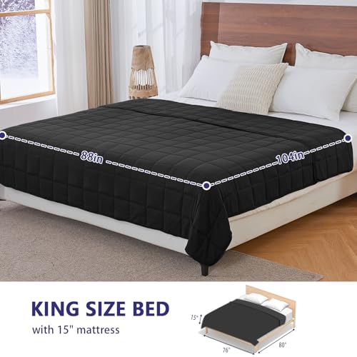 Image of yescool Weighted Blanket for Adults (20 lbs, 88 inch x 104 inch, Black) Cooling Heavy Blanket for Sleeping Perfect for 190-210 lbs, Queen Size Breathable Blanket with Premium Glass Bead, Machine Washable