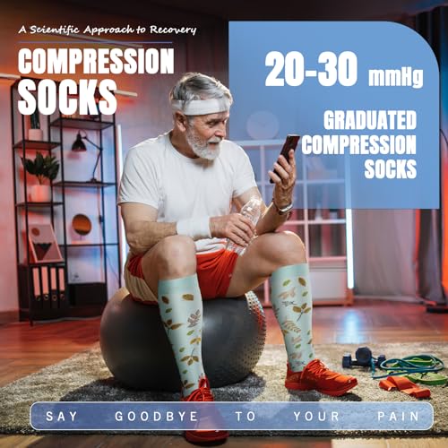 Compression Socks for Women & Men 7 Pairs Knee High Compression Socks 20-30 mmhg Best for Running,Nurse,Travel2
