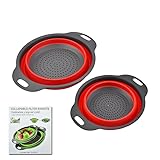 Photo Gallery sanhighend set di 2 colino pieghevole da cucina, in silicone, con manico, ecologico, facile da pulire, salvaspazio, pieghevole, per pasta, frutta, verdura, 2 dimensioni (rosso) Photo Gallery sanhighend set di 2 colino pieghevole da cucina, in silicone, con manico, ecologico, facile da pulire, salvaspazio, pieghevole, per pasta, frutta, verdura, 2 dimensioni (rosso)