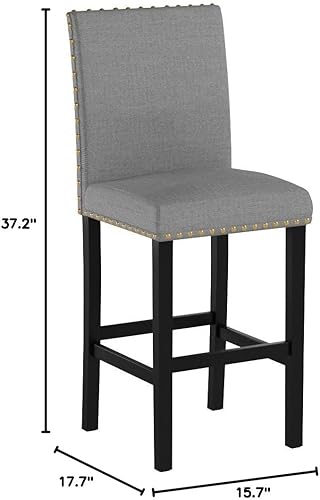 Miniatura 2 de thksbought Juego de 2 taburetes de bar para decoración de cabeza de uñas, taburetes de mostrador de 24 pulgadas, cojines suaves con patas de madera