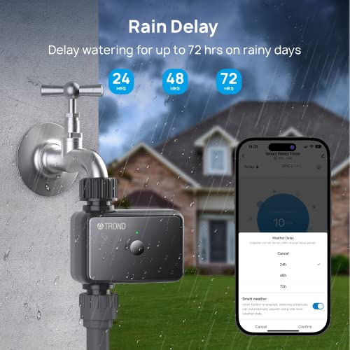 Trond Wifi Sprinkler Timer, Smart Water Hose Timer With 2 Watering Modes, Automatic Rain Delay, Irrigation System Controller, Waterproof, App & Voice Control, Faucet Timer For Outdoor Garden Yard Lawn #TOP5