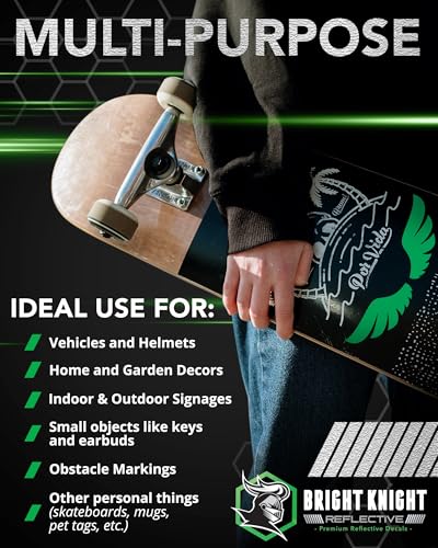 Image of Bright Knight Decals Light Green 3M Reflective Tape - 5x30 Sheet Vinyl Motorcycle Helmet Stickers, Waterproof Safety Vinyl Wrap, Reflective Stickers for Helmet, Hard Hats, Trailers, Cars, Bikes & Rims