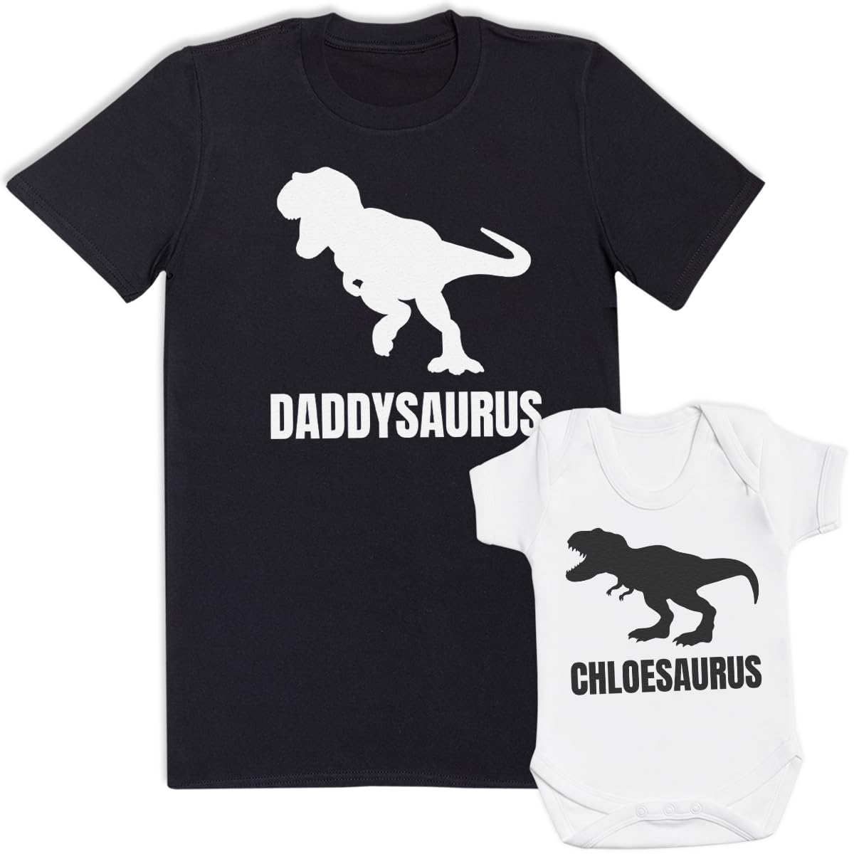 PERSONALISED Daddysaurus & Name Matching Father Baby Gift Set - Mens T Shirt & Baby Bodysuit - (Sold Separately)