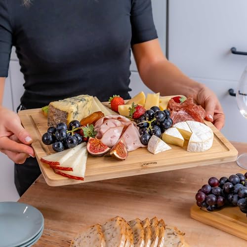 Tabla de Cortar de Madera para Cocina – Tabla de Bambú 38.1x25.4 cm con Ranura para Jugos y Asa – Bandeja de Servicio – BlauKe miniatura 4