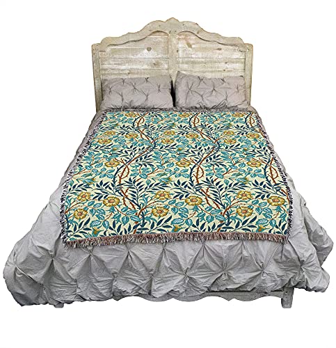 Image of Pure Country Weavers William Morris Sweetbriar Mellow Blanket - Arts & Crafts - Gift Tapestry Throw Woven from Cotton - Made in the USA (72x54)