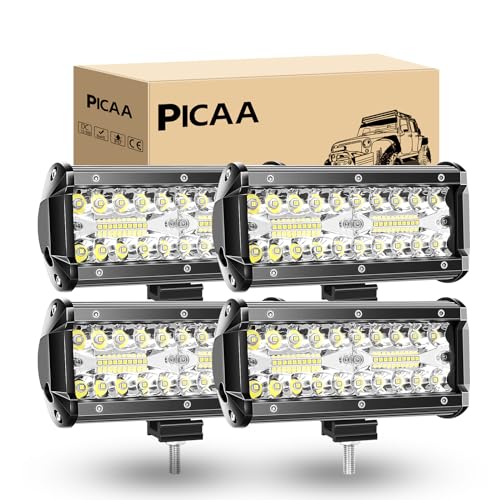 Phare de travail LED 12V 24V PICAA 120W barre combo pour tracteur et 4x4
