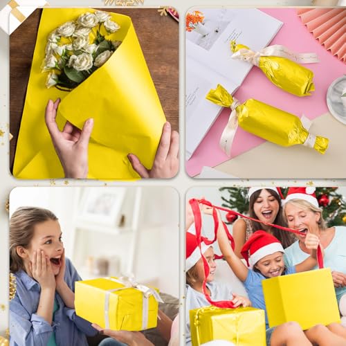 Image of Yellow Tissue Paper for Gift Bags - 30 Sheets of Yellow Wrapping Tissue Paper Bulk for Weddings Birthday DIY Project Christmas Gift Wrapping Crafts Decor (14 x 20 Inch)