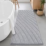 SHACOS Microfiber Bath Mat 60 x 120 cm Non Slip Super Absorbent Bathroom Mat Ultra Soft Bath Mats Machine Washable Bathroom Rug for Shower Floor Bathtub, Light Grey