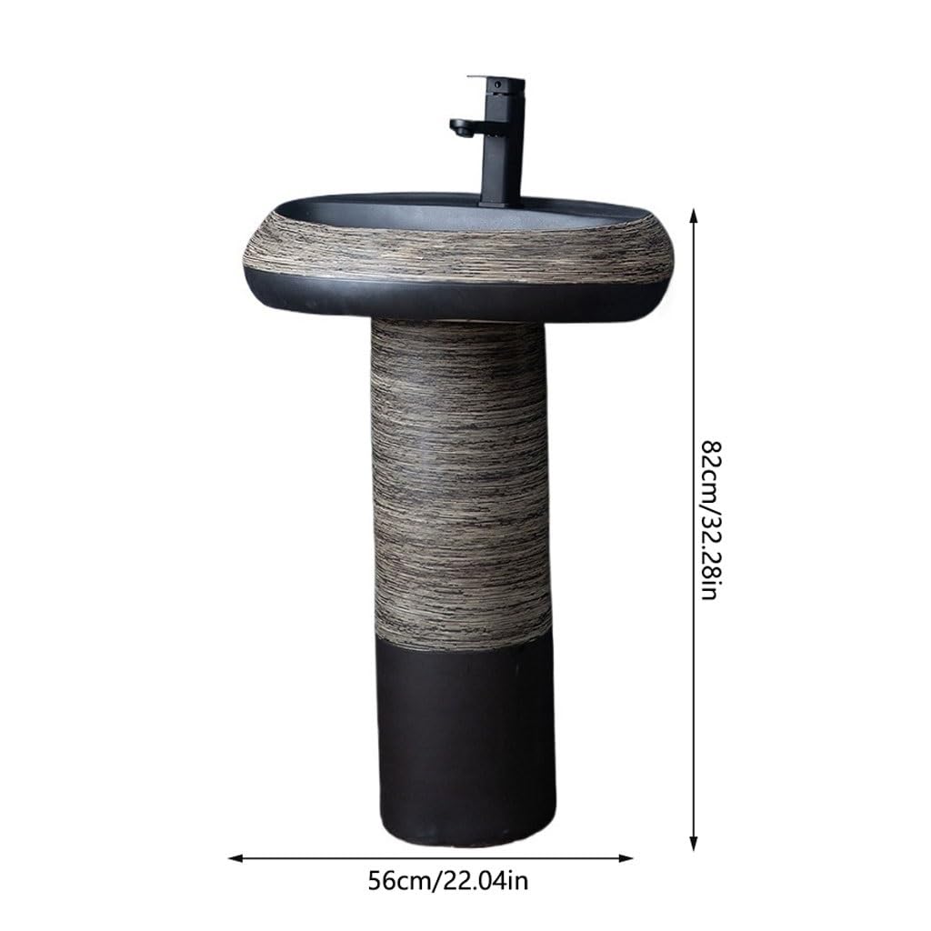 Keramik Standwaschbecken - Retro Badezimmer Gefäß Waschbecken Bodenstehend Waschsäule für Zuhause Stilvolles Arbeitsplatten-Design Ideal für Außen & Innen