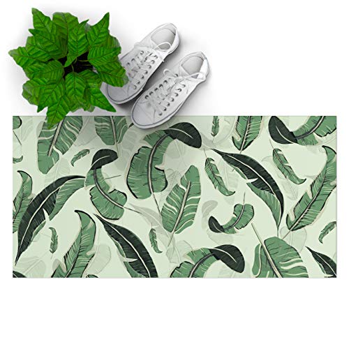 DON LETRA Alfombra Vinílica de 80 x 40 cm para Salón, Dormitorio y Cocina - Diseño de Hojas Verdes - Grosor de 0.2 cm, ALV-007