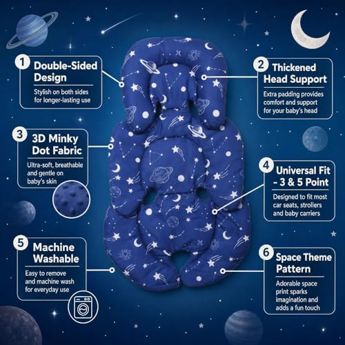Image of Infant Support Cushions, Insert for Car Seats, Stroller Cushions, Navy Blue