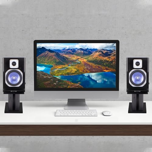 (2) Technical Pro 8” Studio Monitor Bookshelf Computer Multimedia Speaker Stands
