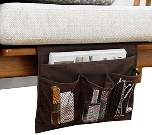 Smilesun Bedside Storage Organizer Bedside Caddy Sofa Storage Organizer Table Cabinet Storage Organizer for Tablet Magazine Phone Remotes - All Within Arms Reach (Coffee, 4 Pockets)