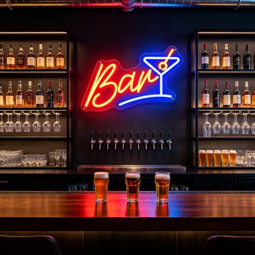 Image of Bar Neon Sign for Wall Decor USB-Powered Adjustable Brightness 3D Carved LED Neon Sign for Bar Shop Light up Sign for Kitchen Business Station Beer Bar Club Hotel Restaurant Party Christmas Birthday Gifts for Friends Familys