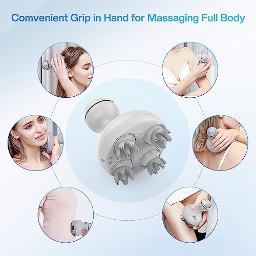 Image of COMFIER Electric Scalp Head Massager with 4 Soft Silicone Massage Heads, Portable Hair Massager for Hair Growth, Relieve Stress, Head Scratcher for Deep Relaxation, Dog Cat Massager, Gray