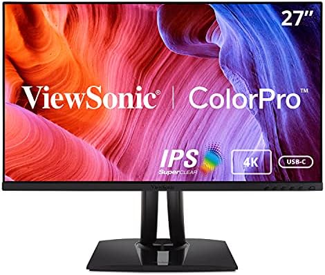 ViewSonic VP2756-4K 27 Inch Premium IPS 4K Ergonomic Monitor with Ultra-Thin Bezels, Color Accuracy, Pantone Validated, HDMI, DisplayPort and USB Type C for Professional Home and Office,Black