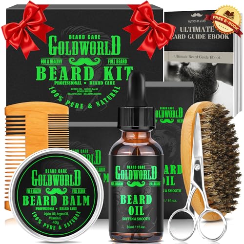 Beard Kit Beard Grooming Kit w/Beard Oil Balm Brush Comb Scissor e-Book Christmas Stocking...