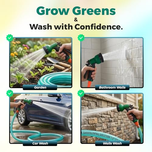 Image of Prayag Garden Pipe 15 Meter(49.21 Feet) | Flexible PVC Water Hose Pipe for Gardening, Car Wash & Home Cleaning | Lightweight & Durable, Plain - Transparent Blue(15Meter, 0.5 Inch)