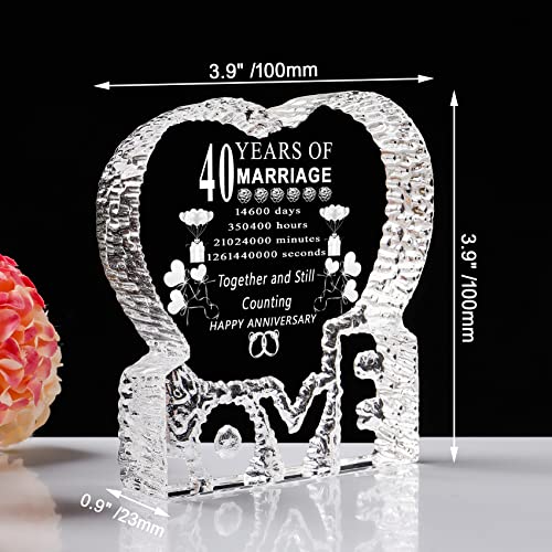 40 Year 40Th Wedding Anniversary Gift Laser Crystal Heart Marriage Keepsake Decoration For Couple Friends Women Man Mom Dad Parents Him Her Husband Wife #TOP1