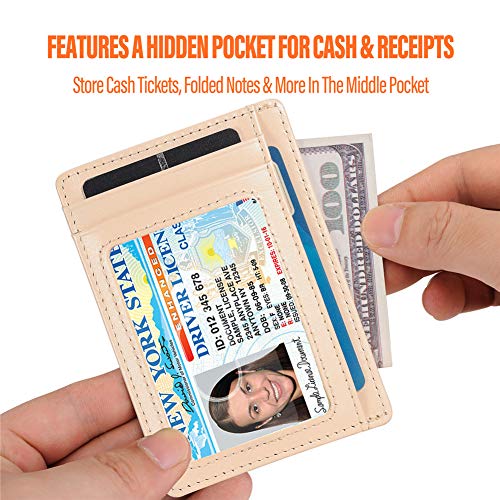 Image of GH GOLD HORSE Slim RFID Blocking Card Holder Minimalist Leather Front Pocket Wallet for Women | Slim