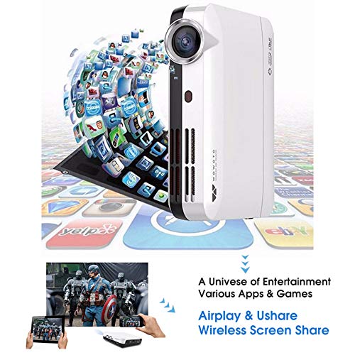 WOWOTO H9 Projector 4000 Lumens Mini Projector LED DLP 1280x800 Real Home Theater Video Projector Wireless Screen Share Support 1080P 3D to 2D HDMI 176'' Android - Thumbnail 7