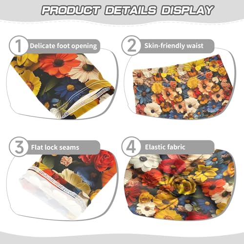 ALAZA Girls' Leggings Children's Yoga Pants Skinny Printed Dance Vivid Flower Comfortable 4T2