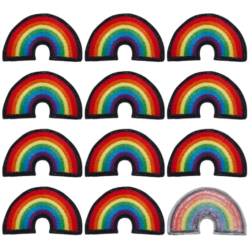 FINGERINSPIRE 12 Stück Gay Rainbow Bestickte Aufnäher 32x52mm Progress Pride Rainbow Applikationen Gay Pride Lesbian Patch Regenbogen Aufnäher Zum Aufbügeln Stoff Love LGBT Stoffapplikationen