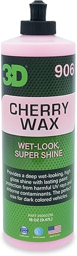 3D Cereza de cereza cera de carnauba con brillo profundo aspecto húmedo protección UV para colores de pintura oscura 16 onzas