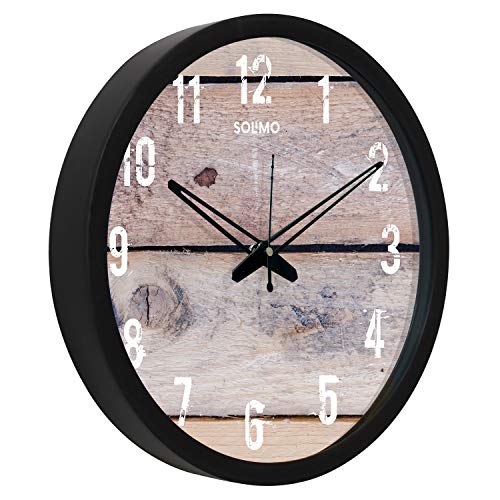 Image of Amazon Brand - Solimo 12-Inch Wall Clock - Designer (Silent Movement, Black Frame), Analog, Plastic