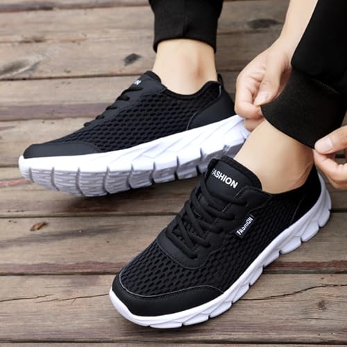 Chaussures de course blanches taille 43 pour homme : baskets d'été légères à lacets
