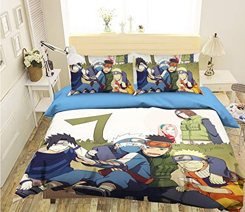 Juego de funda de edredón 3D para Naruto 731 Japón Anime funda de edredón funda de edredón individual Queen King 3D foto ropa de cama US Romy (Individual)