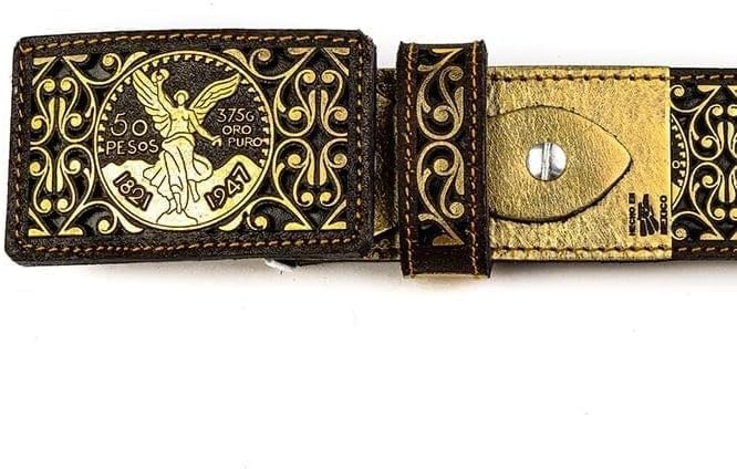 Men's Belt Western Cowboy Rodeo Pesos Print Cinto Centenario Vaquero Cincelado