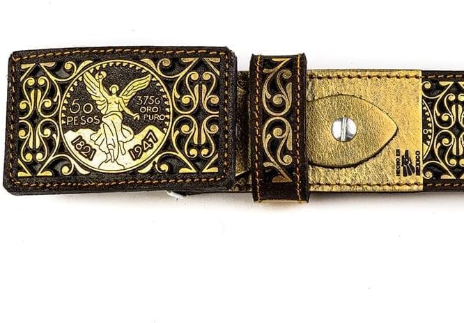 Men's Belt Western Cowboy Rodeo Pesos Print Cinto Centenario Vaquero Cincelado