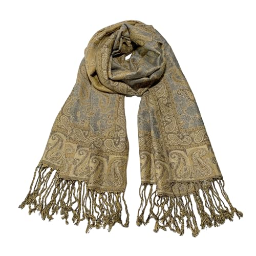 Image of Pashmina Scarf for Women Shawls and Wraps Reversible Paisley Vintage Jacquard Soft Silky Rave Scarves Men