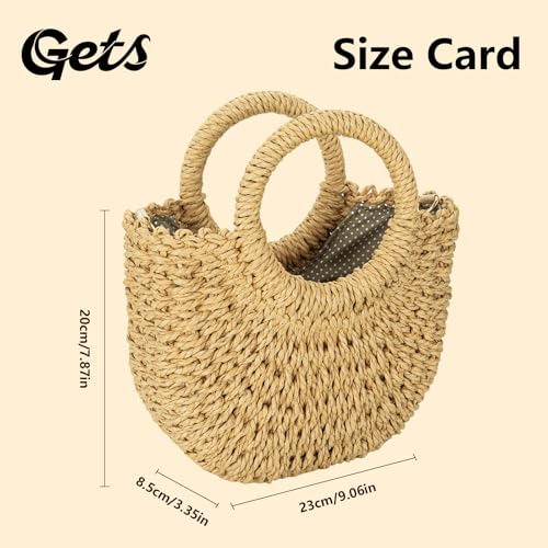 Gets Handwoven Rattan Bag for Women Cross Body Bohemian Straw Bag Vintage Weave Tote Summer Beach Carrying Shoulder Bag3