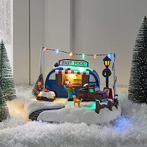 Lights4fun LED Weihnachtsdorf Imbissstand Weihnachtsdeko Weihnachtsstadt Beleuchtetes Weihnachtsdorf