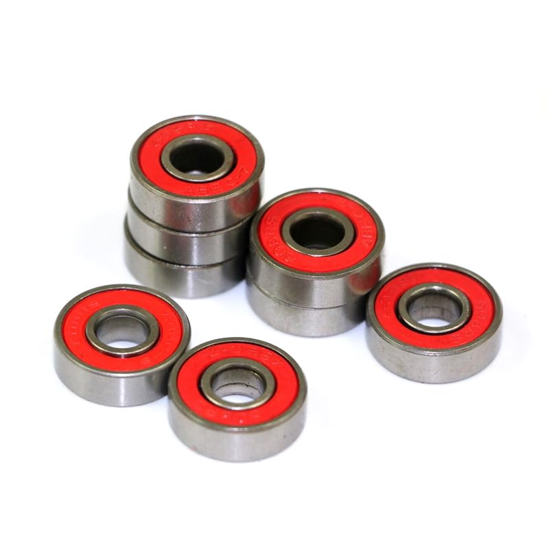 Pro Skateboard Bearings 8-Pack - Fingerboard Bearings, 608RS Ball Bearings for Skateboard Ultra Smooth & Quiet Ride | Fits Skateboard, in-line Skates, Longboard, Roller Skates, Fidget Spinner