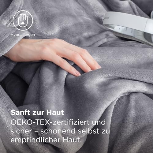 BEDSURE Decke mit Ärmeln Kuscheldecke - Weihnachten Geschenke für Frauen und Männer, Warm Ärmeldecke & Sofadecke für Erwachsene, Flauschige Ganzkörperdecke zum anziehen, Tragbare Decke, 150x200cm,Grau