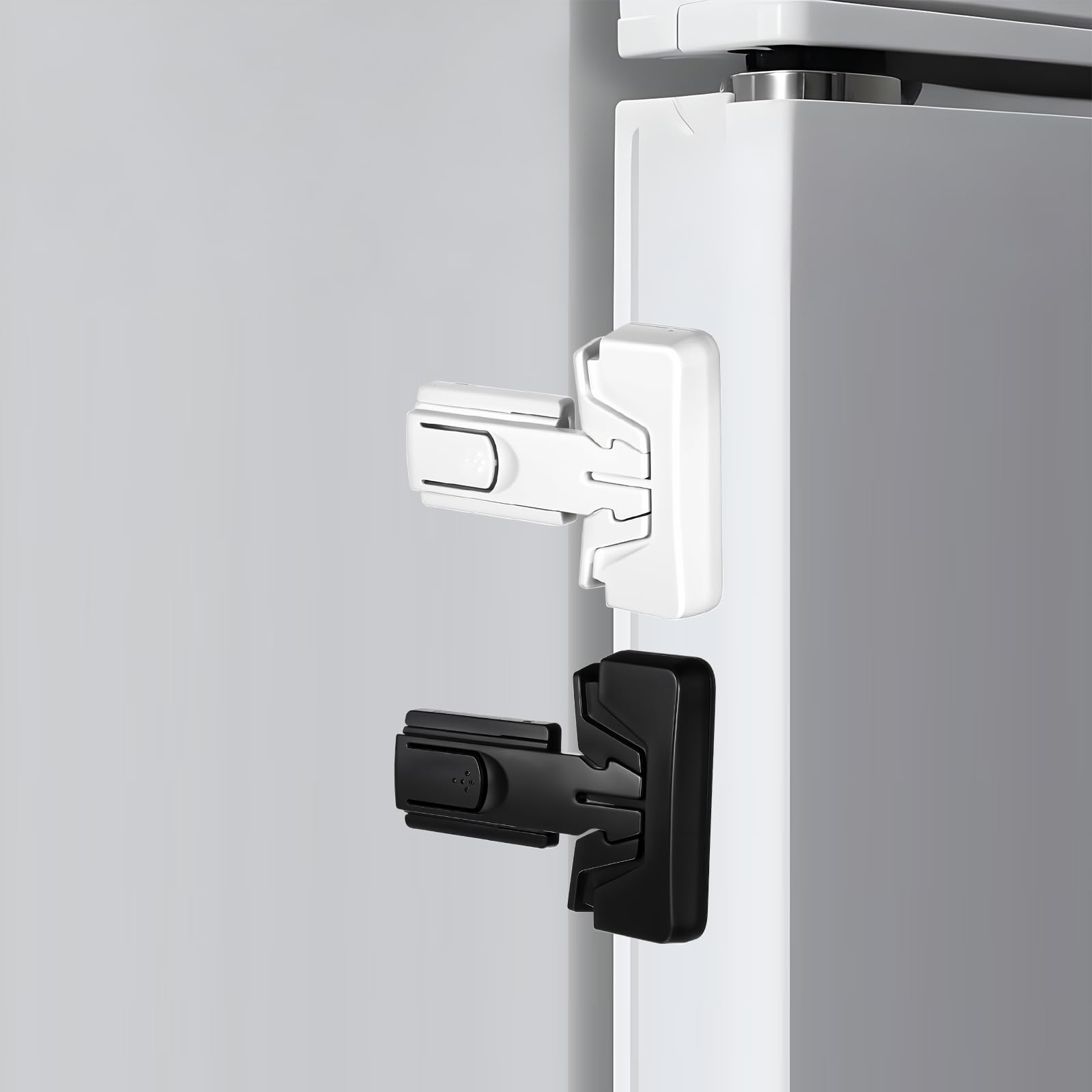 2 Stück kühlschrank schloss kühlschrank kindersicherung Kein Werkzeug erforderlich und einfach zu installieren (Schwarz und Weiß)