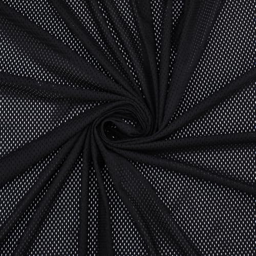 CABODYALS Tela de Malla Negra de 1.7 m de Largo, Ligeramente Elástica, de Poliéster, Transpirable, Ligera, Rectangular, para Coser, Hacer Accesorios de Ropa, Mochilas, Bolsillos, Manualidades.