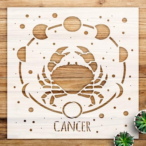 Cancer Zodiac Stencil for Walls and Crafts, Reusable Mylar Template, Ideal for Bedroom Decor and Celestial Art Projects - Size A3 (11.7