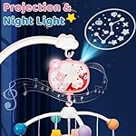 Baby Mobiles for Cribs, Crib Mobile with Music and Lights, Nursery Musical Mobile for Bassinets Hanging Toys with Remote Control, Rotation, Projection, Animal Mobile Arm Clip On for Infant Boys Girls - Image 2
